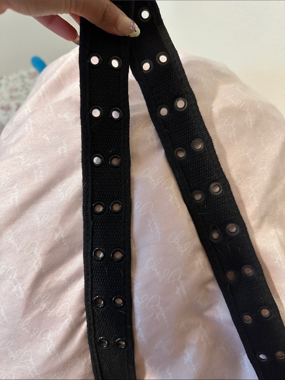 Black Women’s Double-Row Eyelet 
 Belt